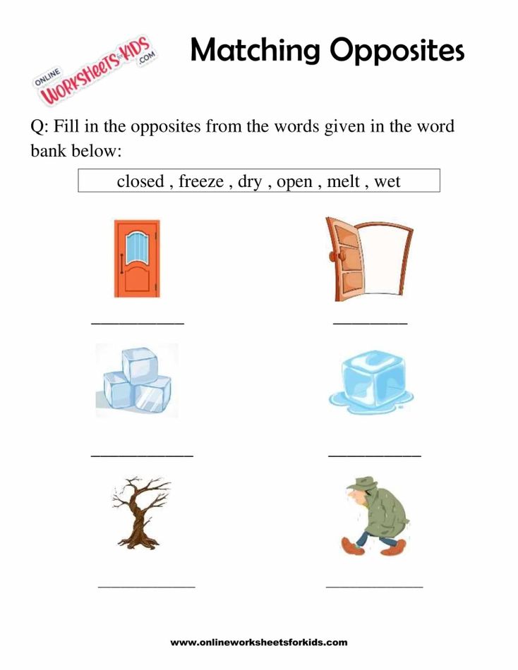 Connect The Two Objects That Are Opposites 1
