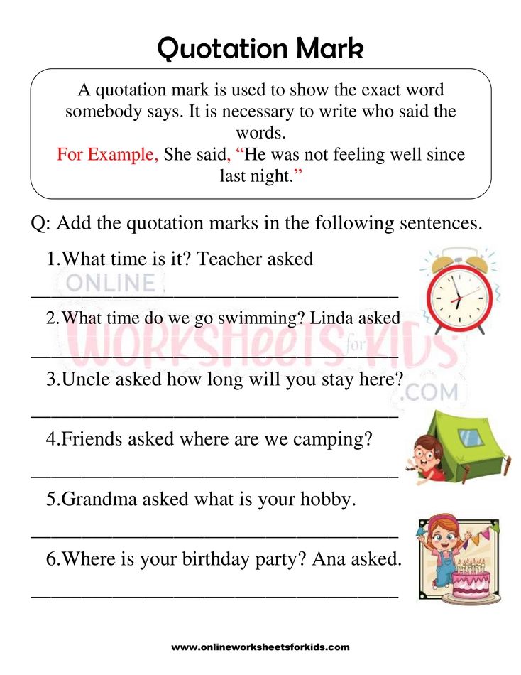 Quotation Marks Worksheets 1st grade 4