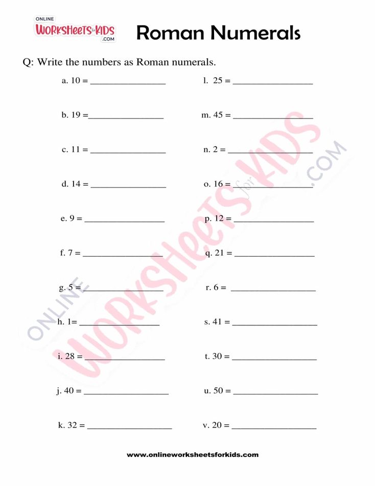 Roman Numerals Worksheet Grade 2-01