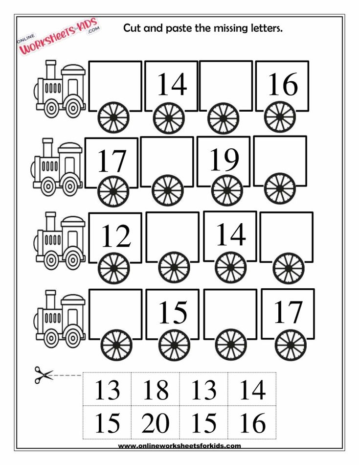 Missing Numbers 1 till 20 Cut And Paste 2