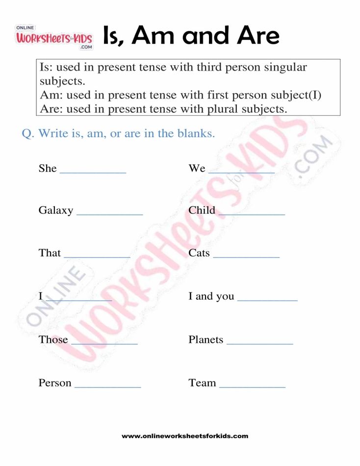 Is, Am, and Are Worksheet 02