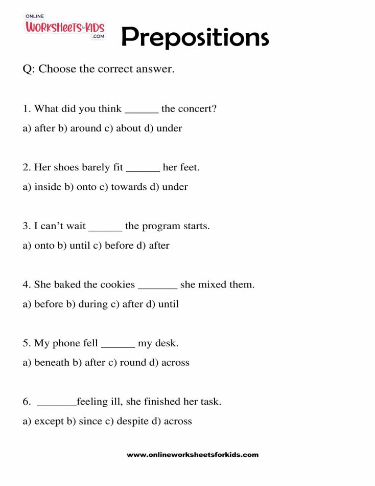 Prepositions Worksheet 05