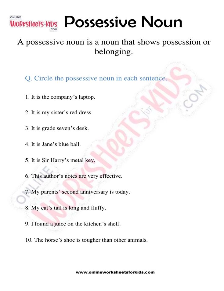 Possessive Noun 09 for Free Printable Possessive Nouns Worksheets