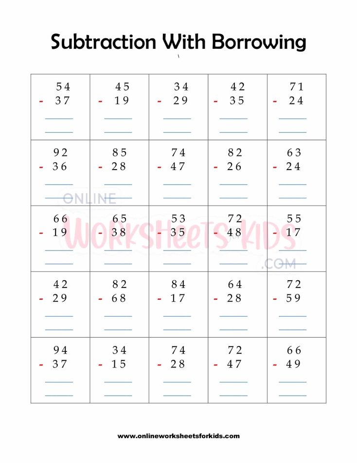 Subtraction With Borrowing Worksheet 1