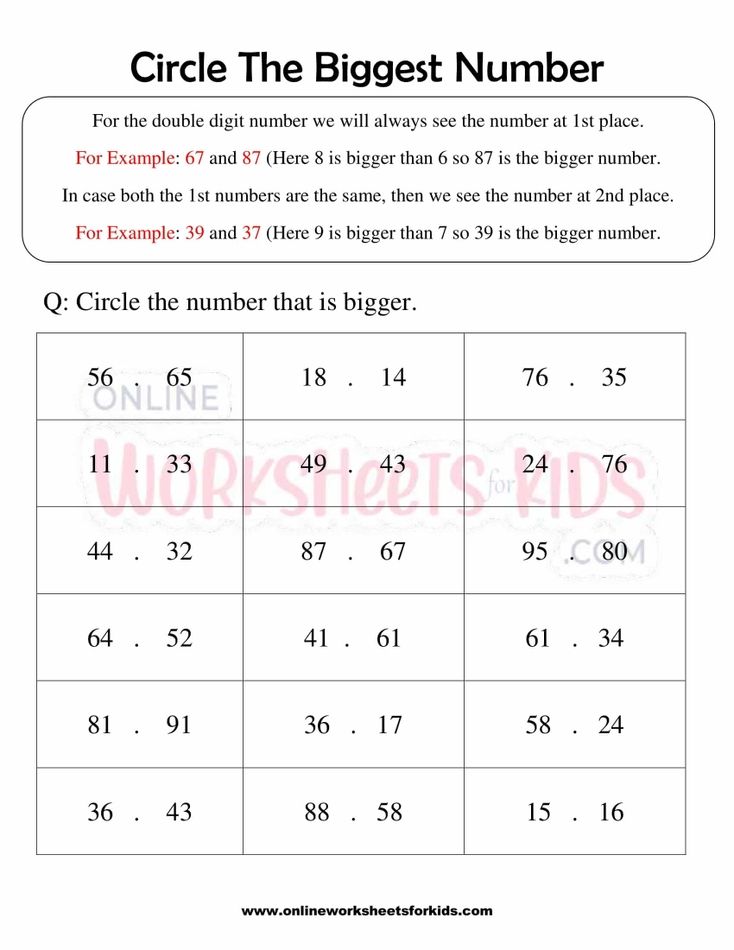 Circle The Biggest Number Worksheets For Grade 1-4