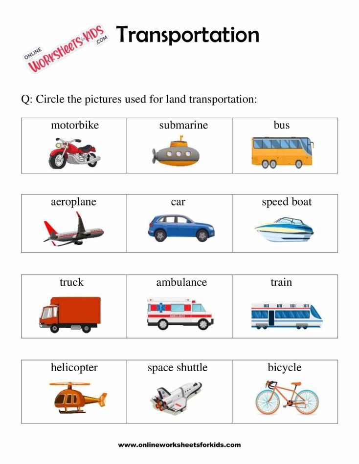 Transportation Worksheets For Grade 1-7