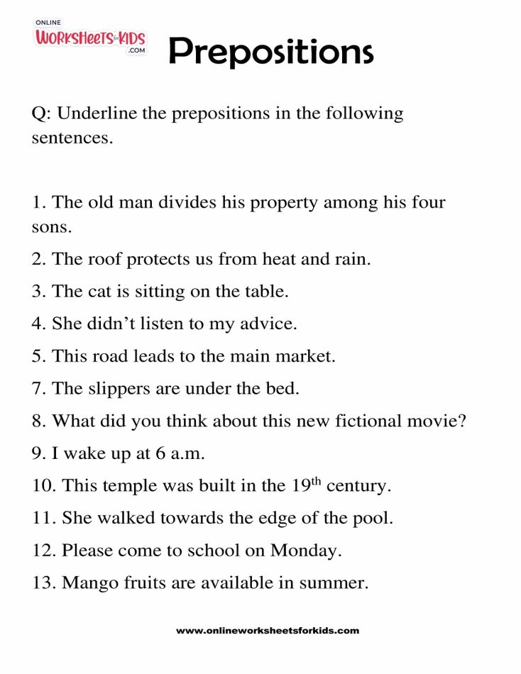 Prepositions Worksheet 10