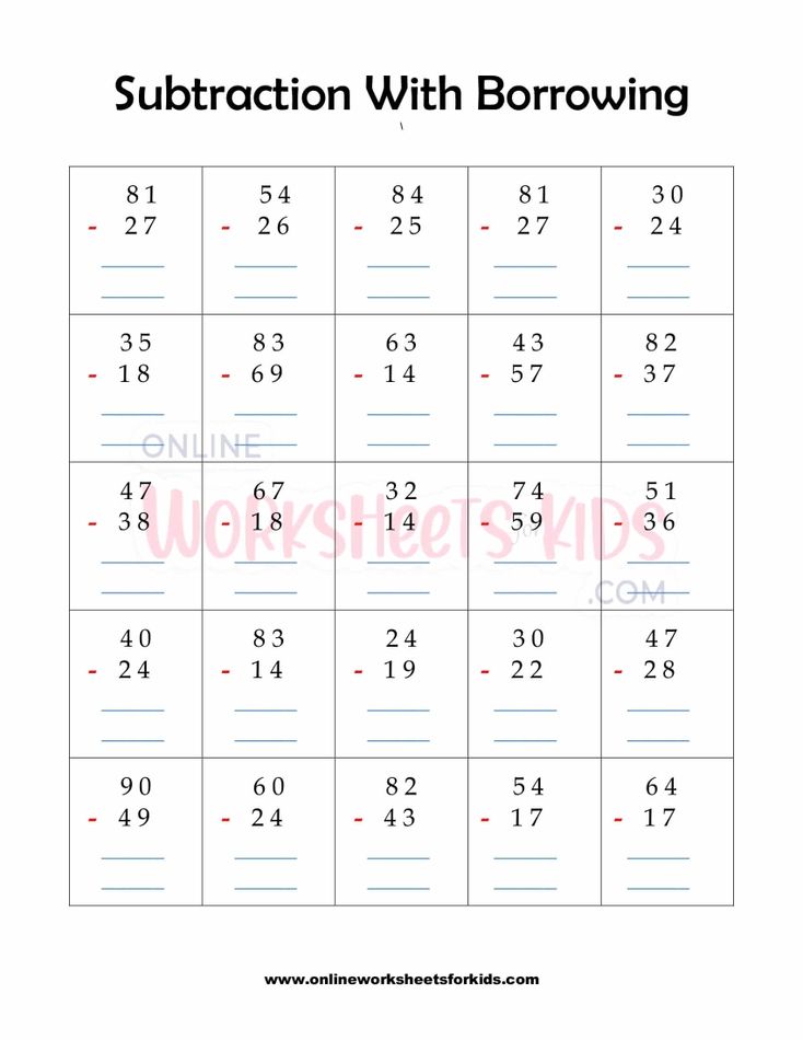 Subtraction With Borrowing Worksheet 4