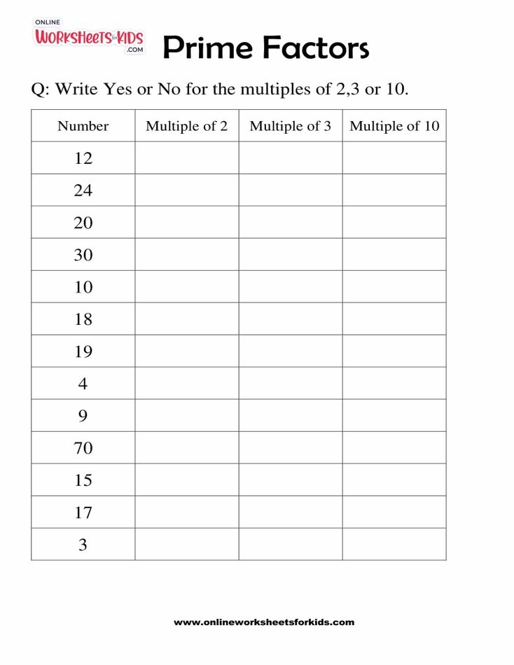 Math Worksheets Prime Factorization Math Worksheets