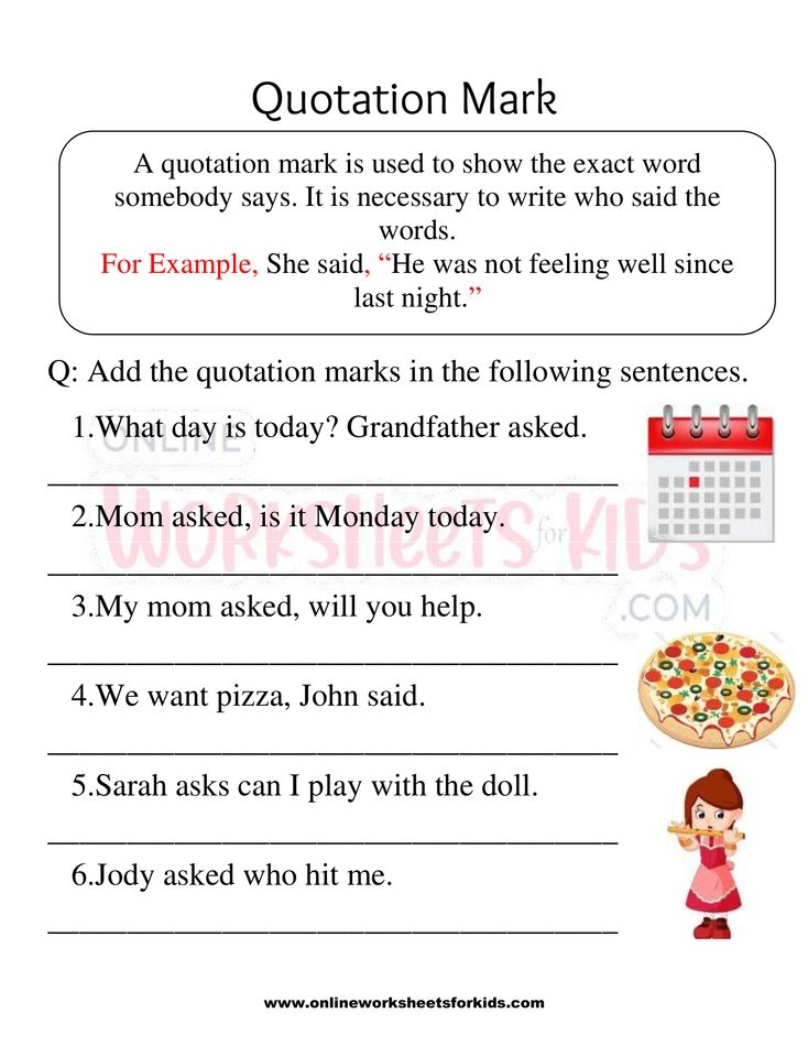 Quotation Marks Worksheets 1st grade 5