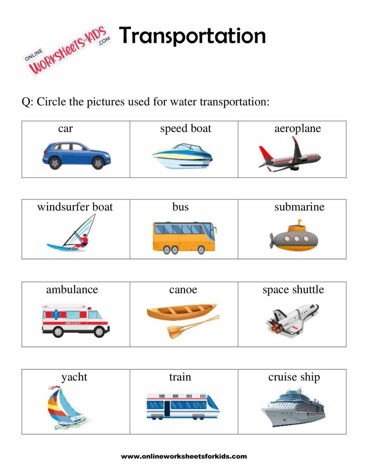 Transportation Worksheets For Grade 1-6