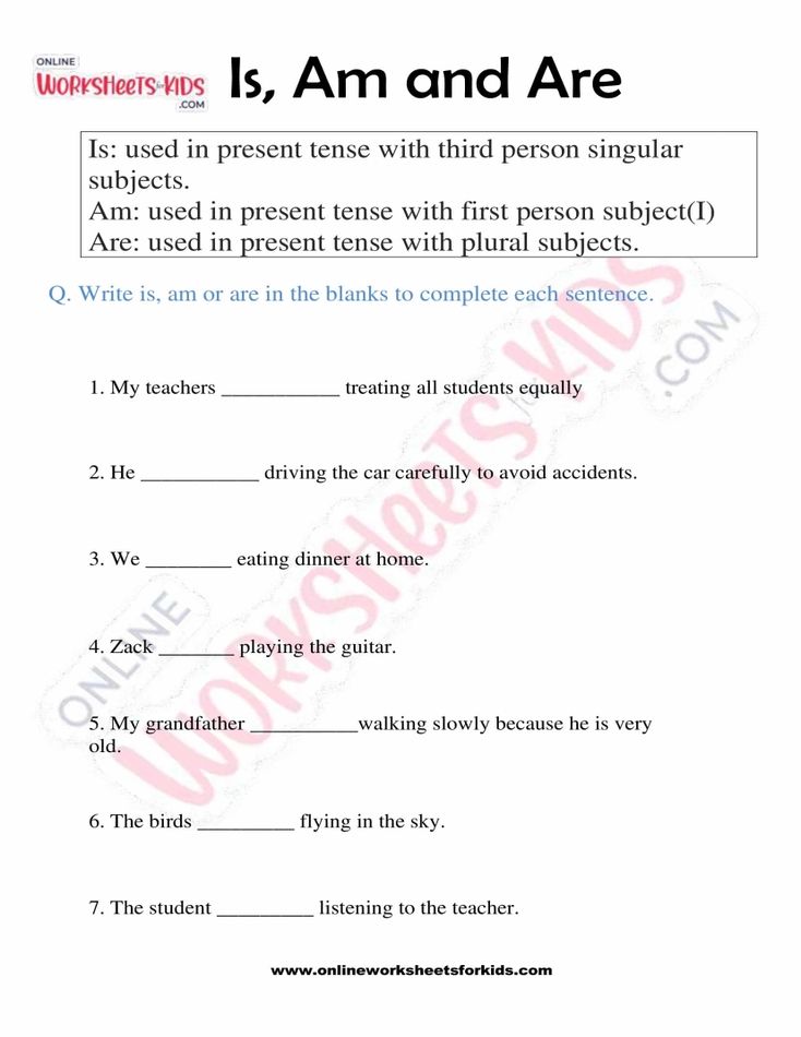 Is, Am, and Are Worksheet 03