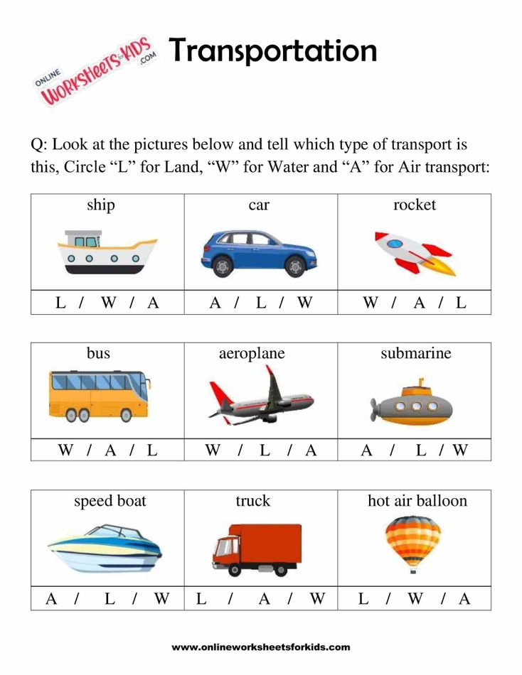 Transportation Worksheets For Grade 1-4
