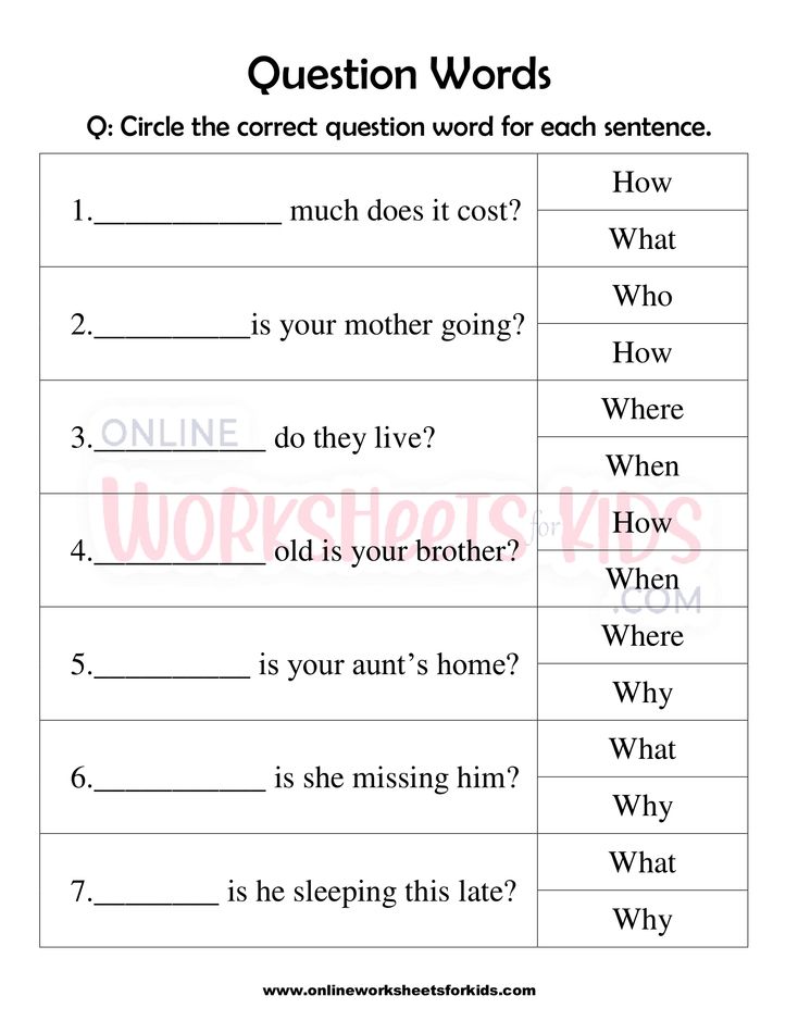 Question word Worksheet for grade 1-2
