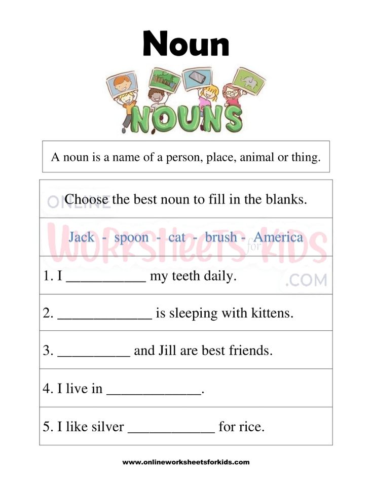 Noun Worksheets For Grade 1-6