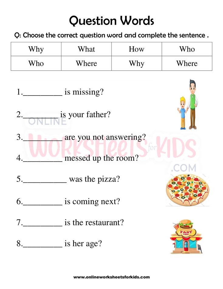 Question word Worksheet for grade 1-5