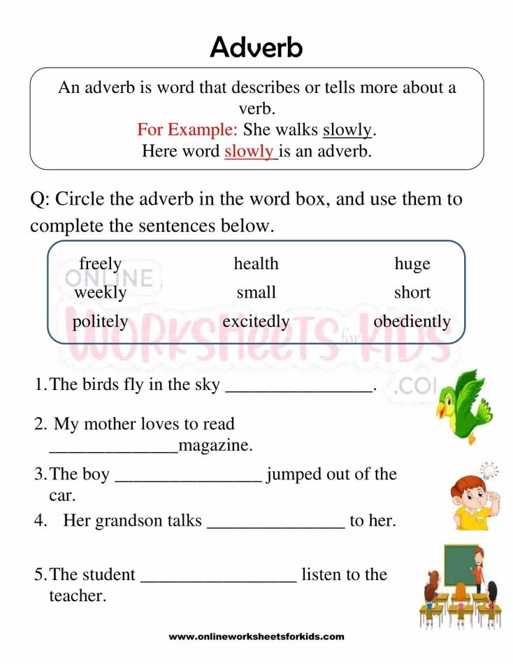 Adverb Worksheet For Grade 1-3