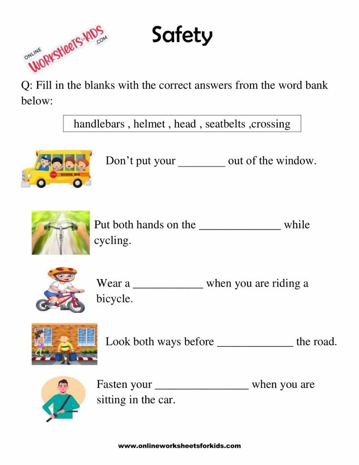 Safety Worksheets For Grade 1-3