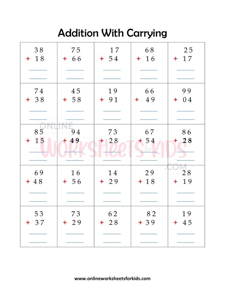 Addition With Carrying Worksheets 3
