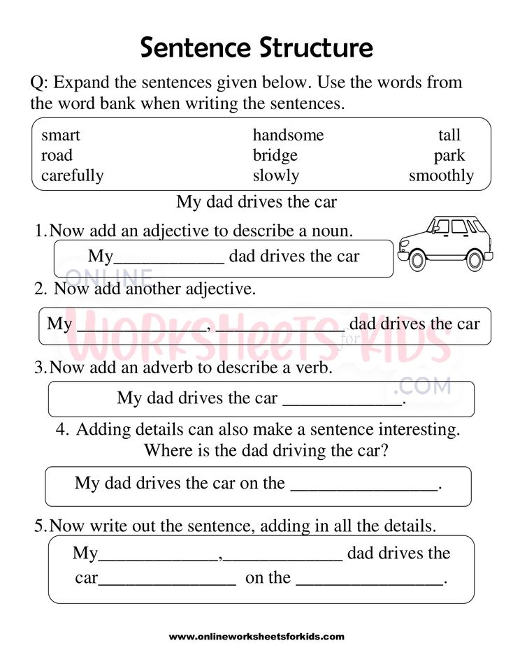 Sentence Structure Worksheets 1st Grade 5