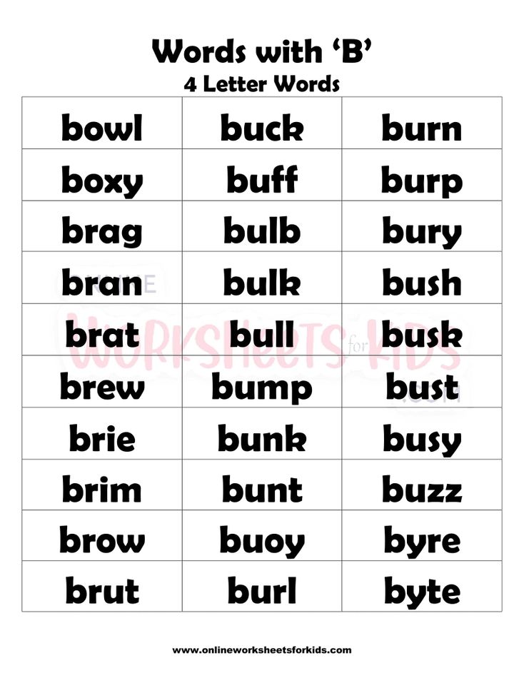 4 Letter Words That Begins With B-4