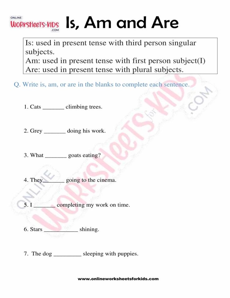 Is, Am, and Are Worksheet 04