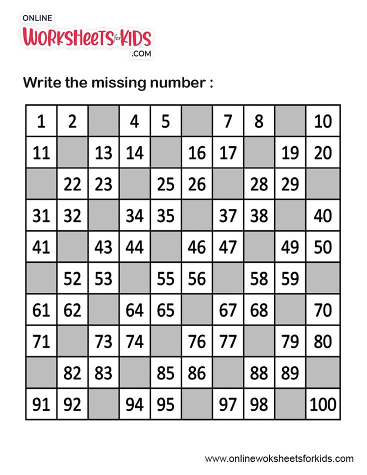 Number Chart Worksheet 6