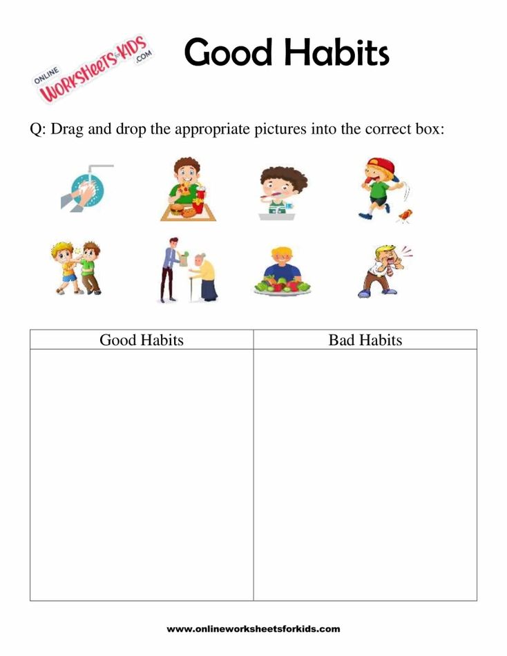 Good Habits Vs Bad Habits Worksheet For Grade 1-3