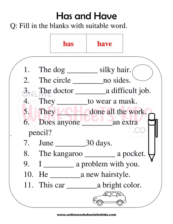 Has and Have worksheets for grade 1-5