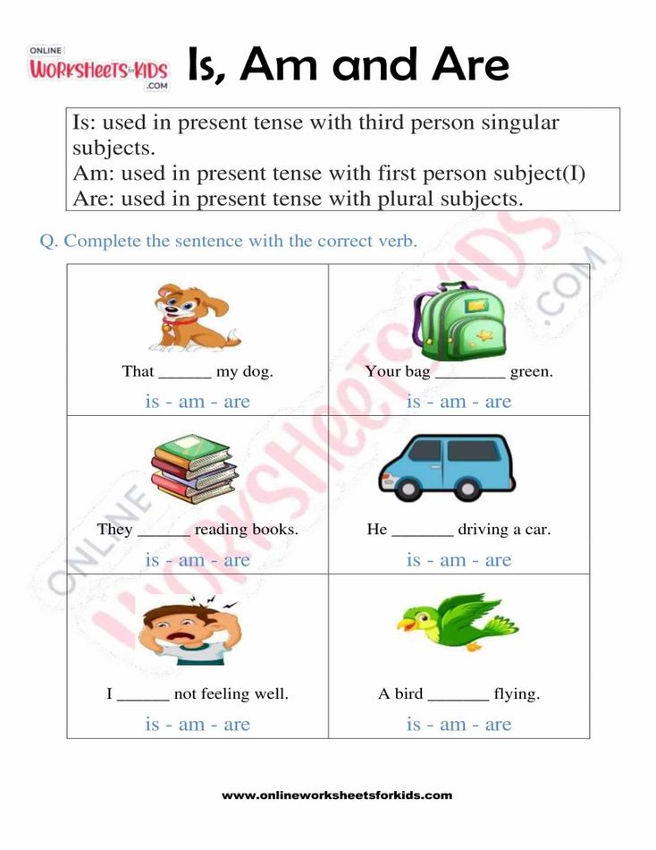 Is, Am, and Are Worksheet 06