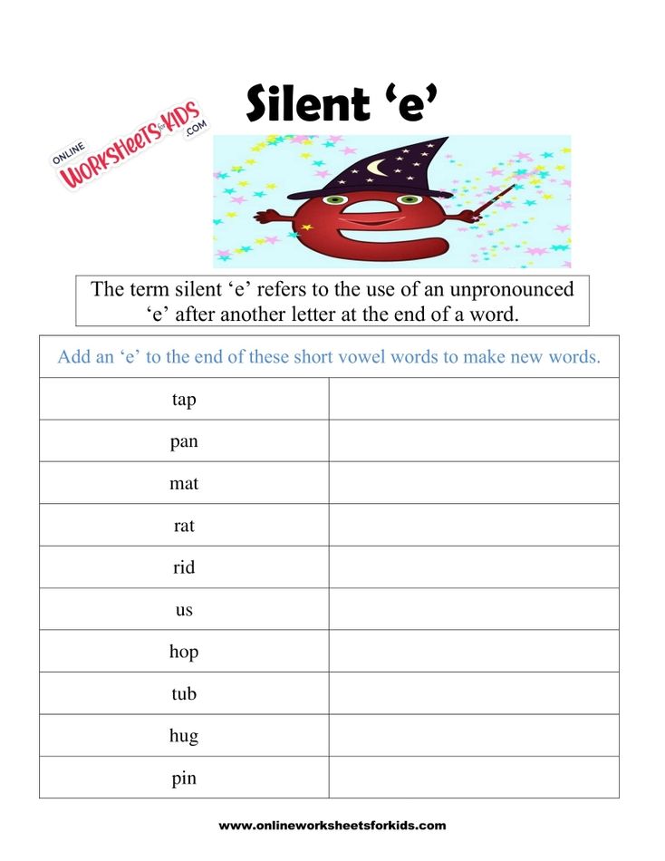 Silent E Worksheets 2