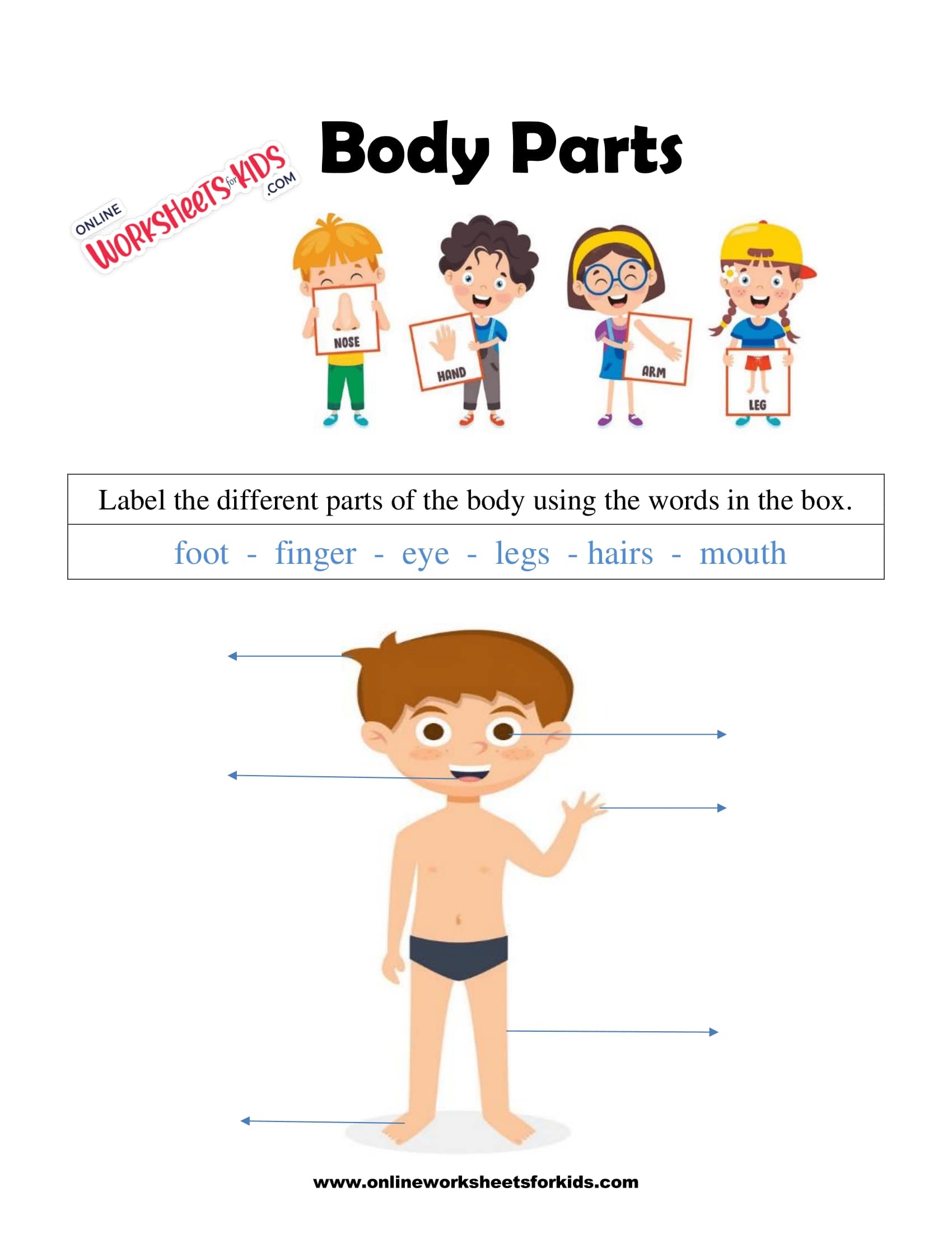 free body parts worksheet and printable sheets for kids