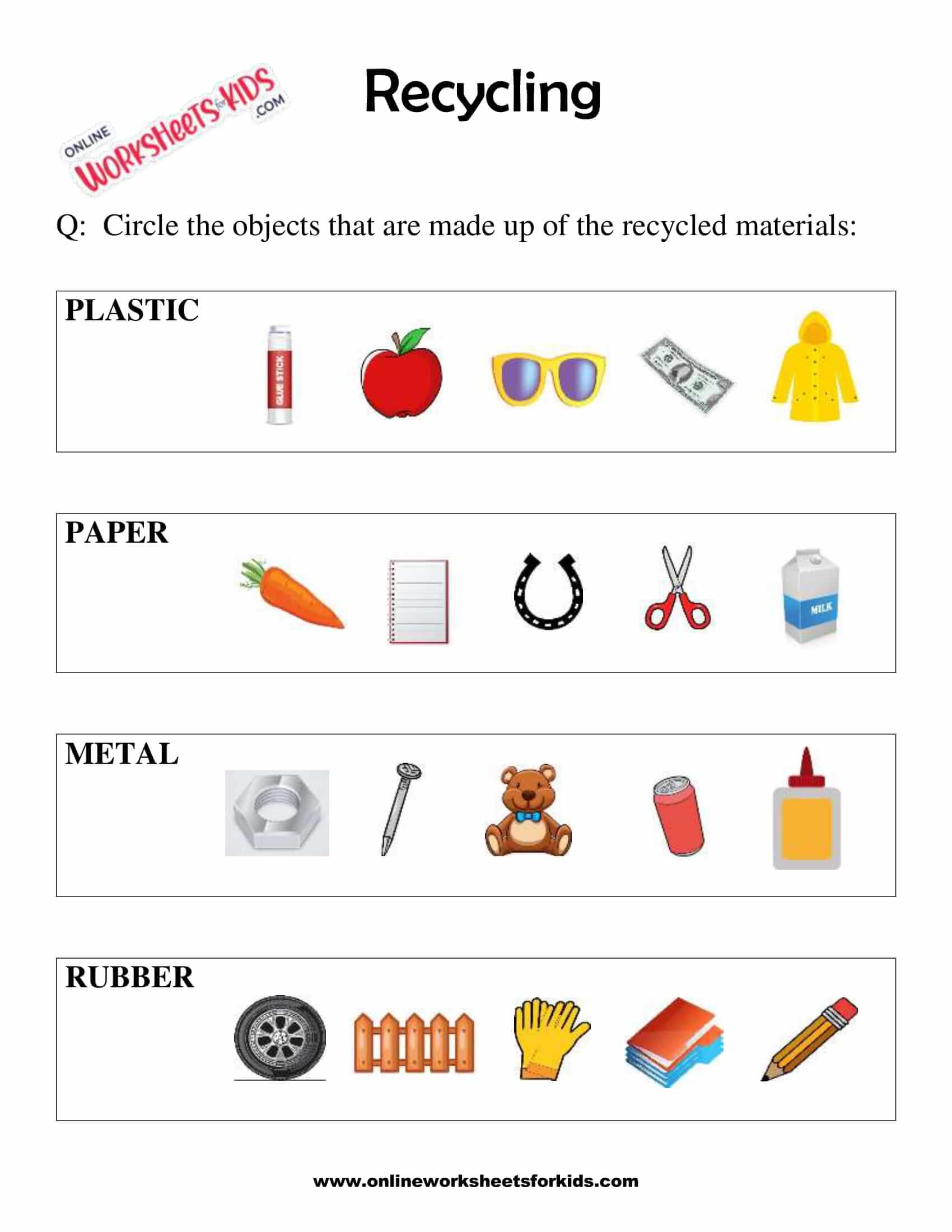 Free Printable Reduce Reuse Recycle Worksheets