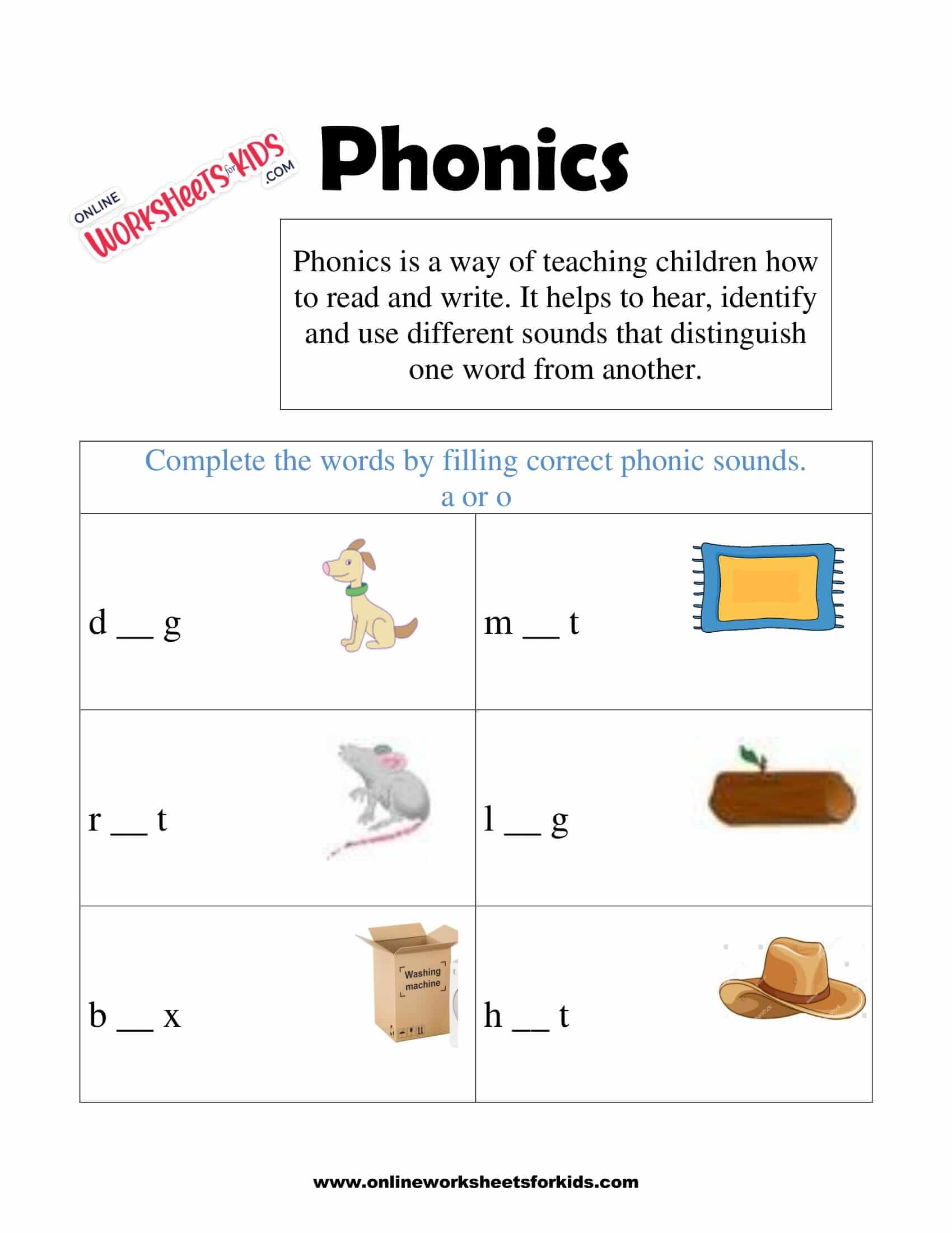 Free Phonics Worksheets and Printable for Kids