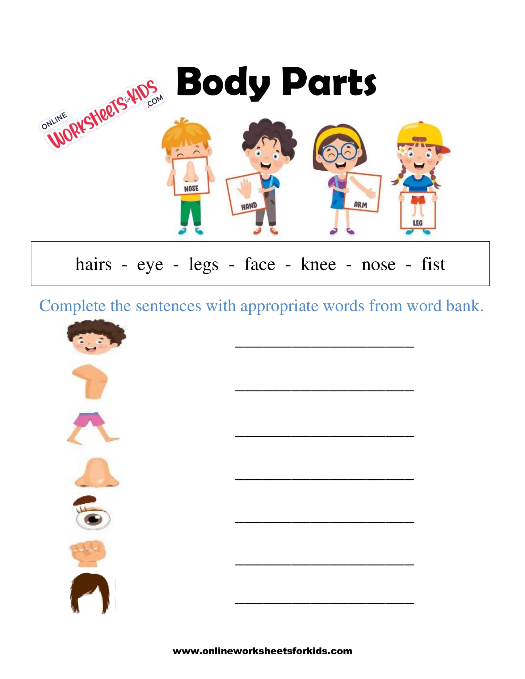 free body parts worksheet and printable sheets for kids