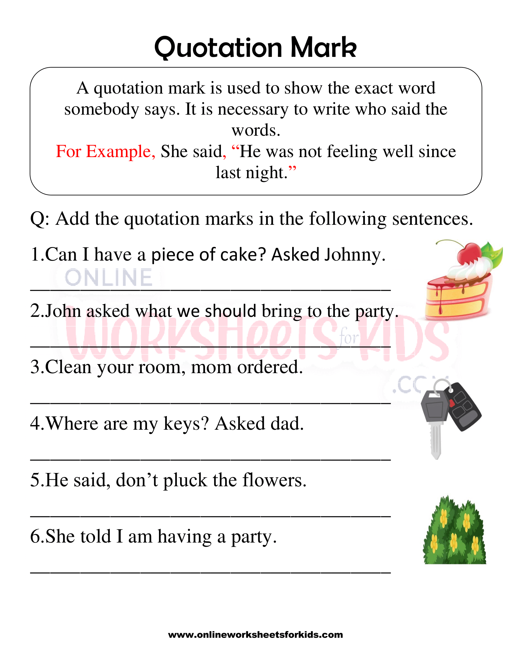 free printable quotation marks worksheets 1st grade
