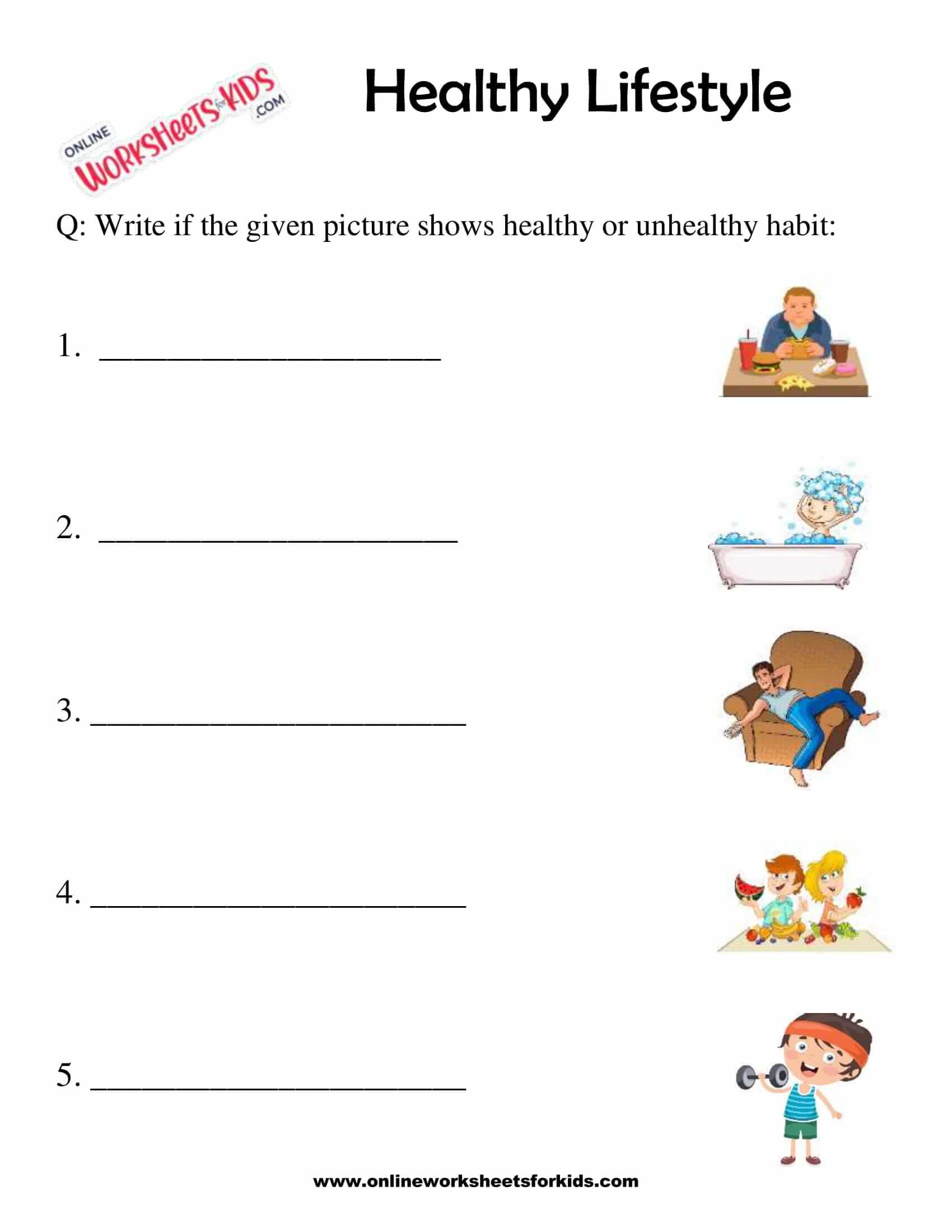 free healthy lifestyle worksheets for grade 1