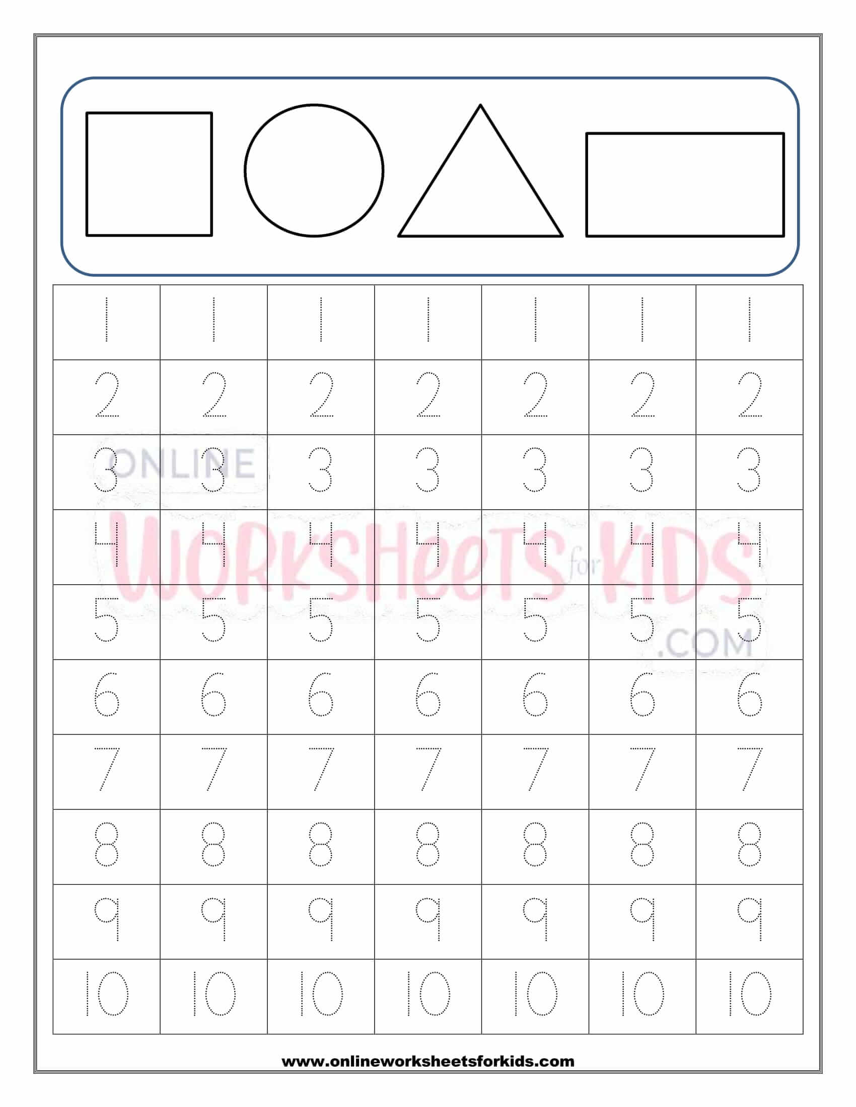 download free printable number tracing worksheets 1 10