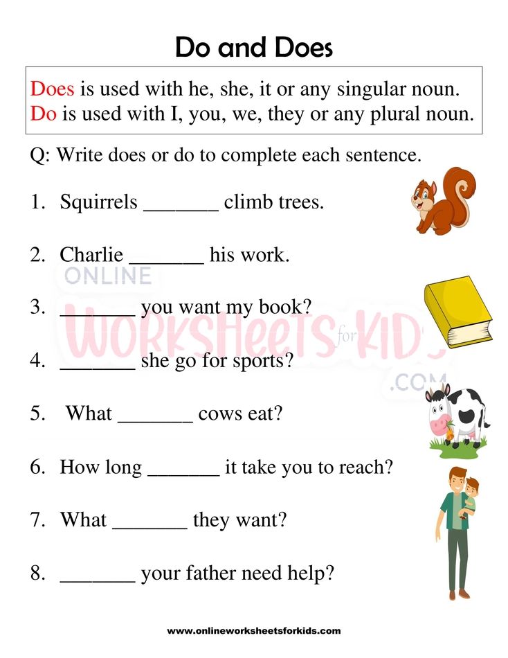 Do and Does Worksheets for grade 1-1