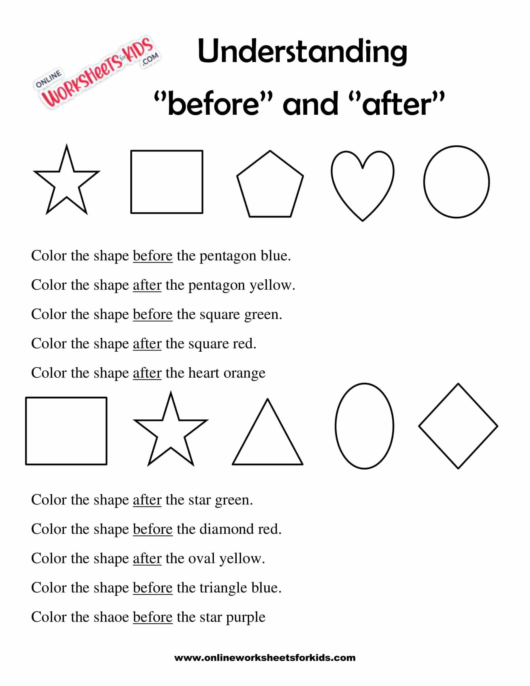before and after worksheets 2