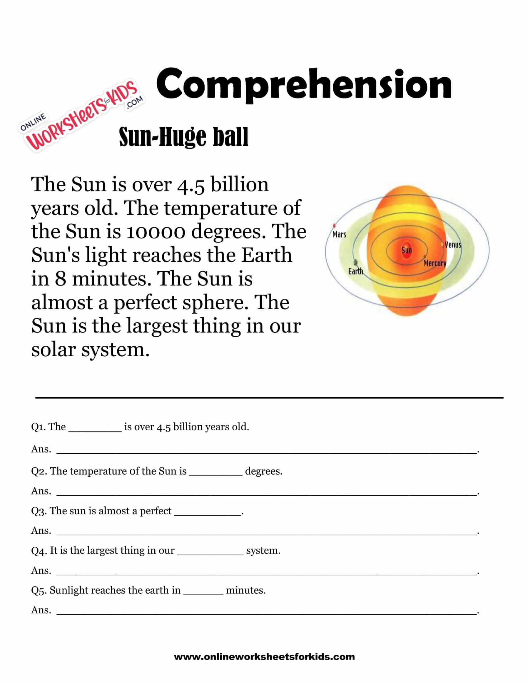 Comprehension worksheets for grade 1 12