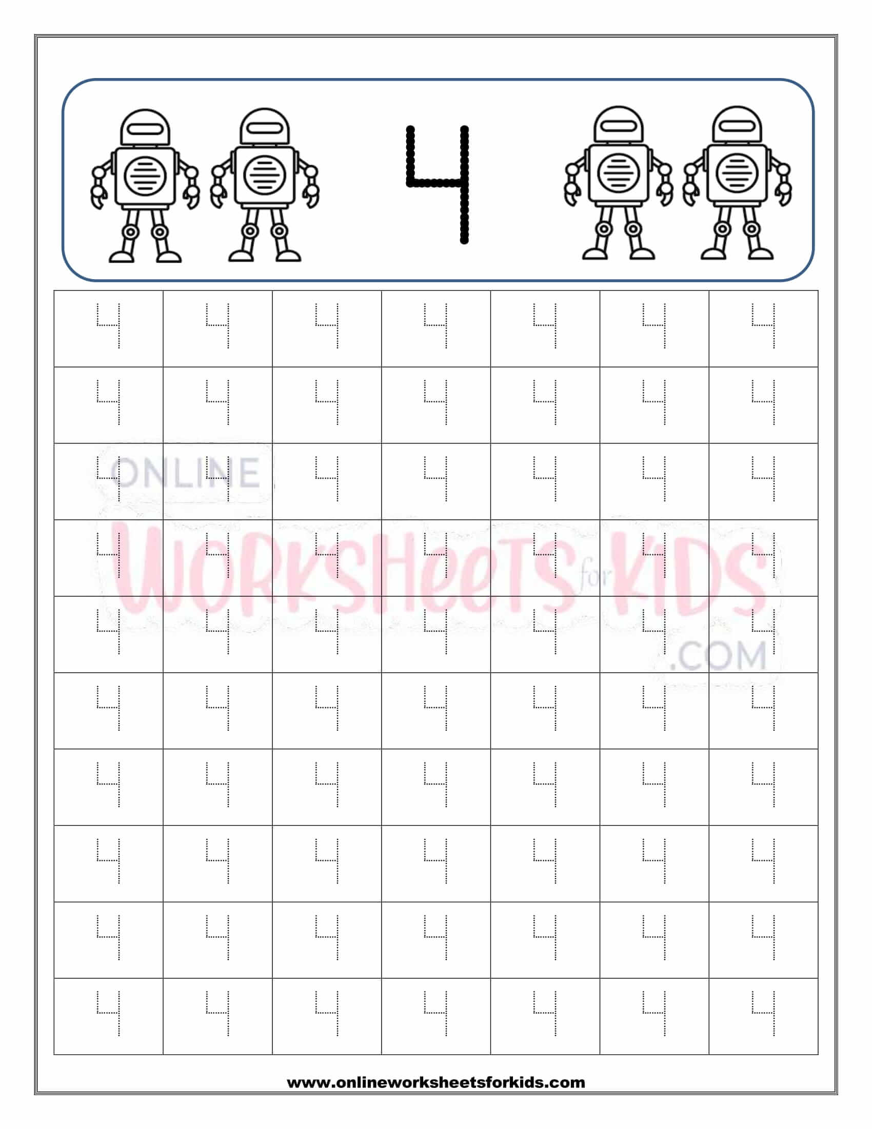 number tracing worksheets for preschool 4