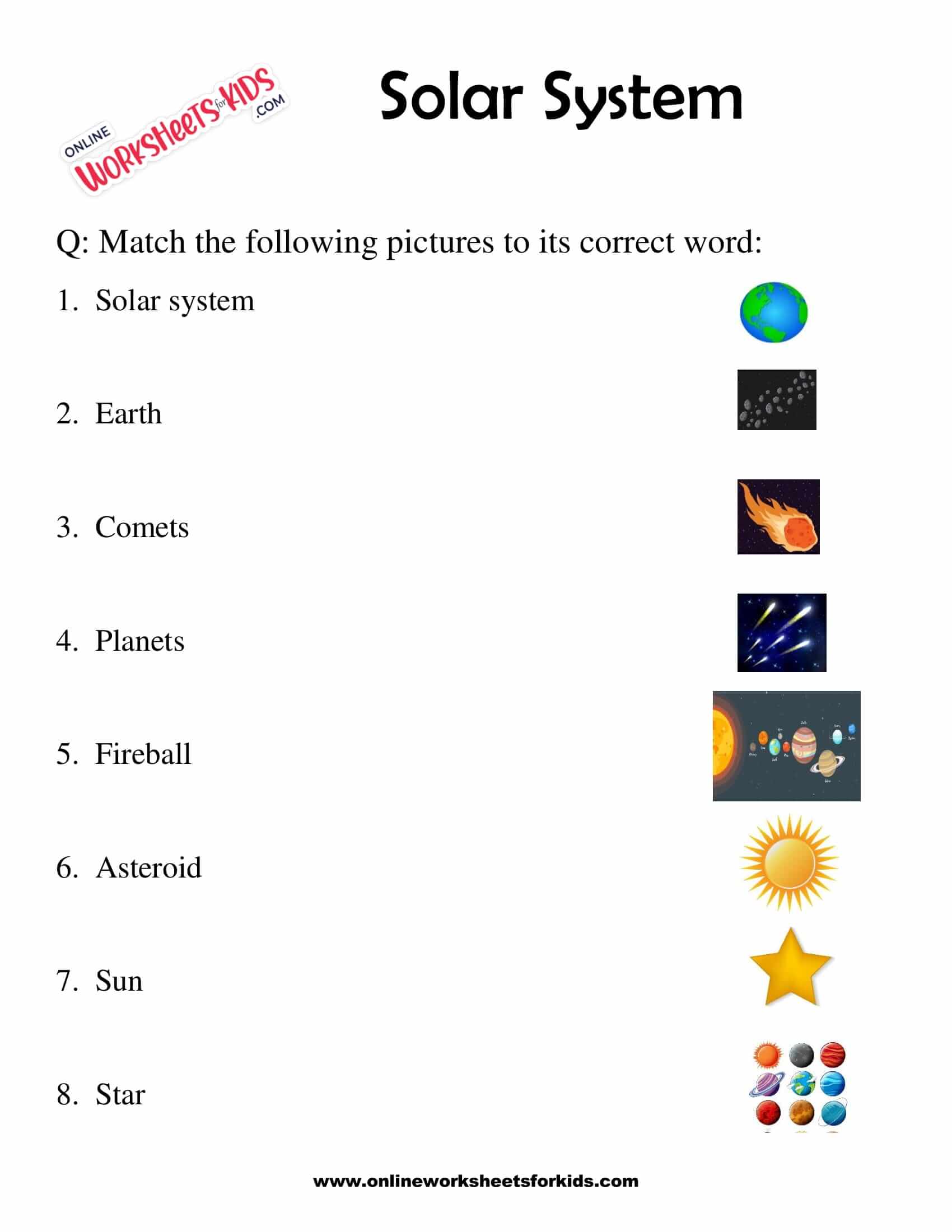 solar system data worksheet answers