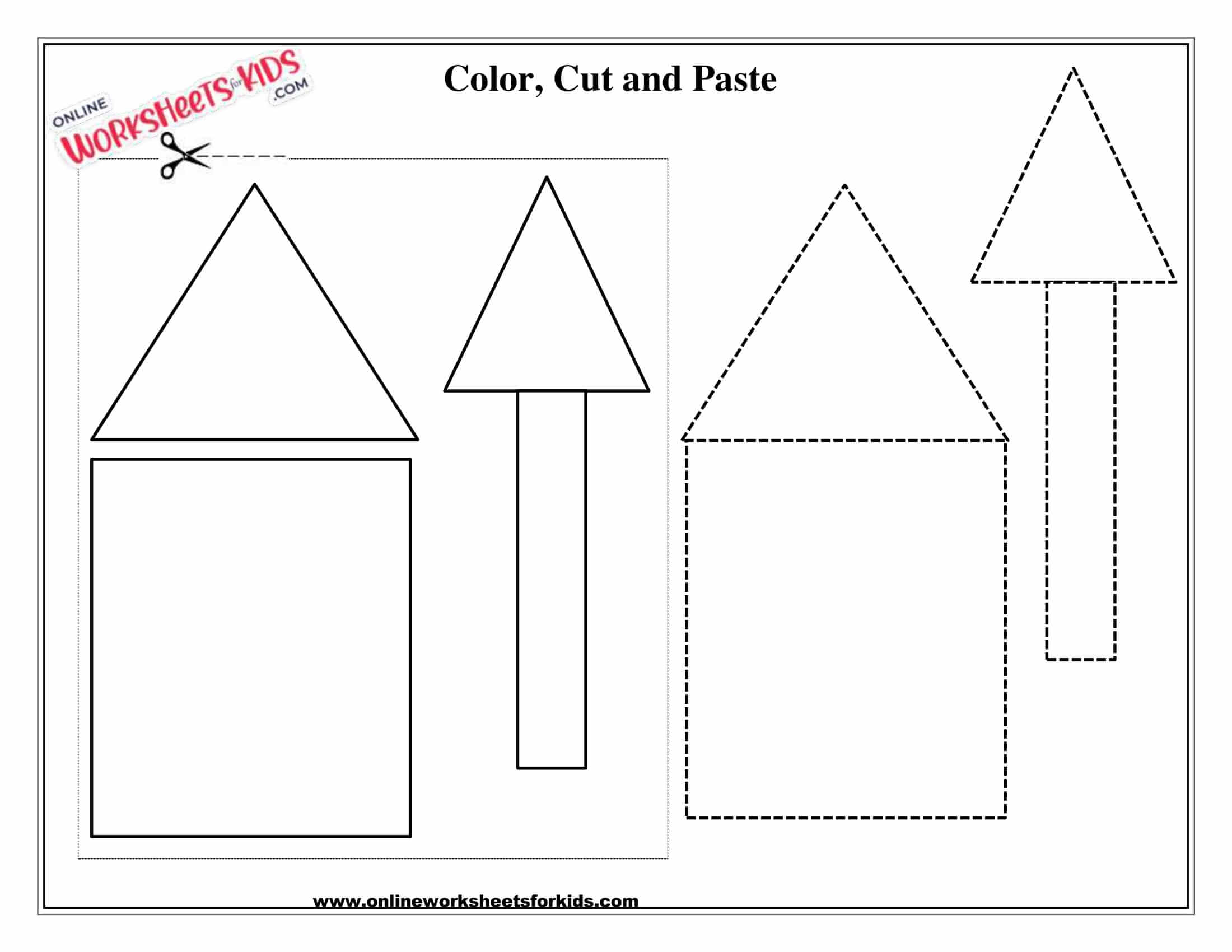cut and paste shapes triangle and rectangle 3