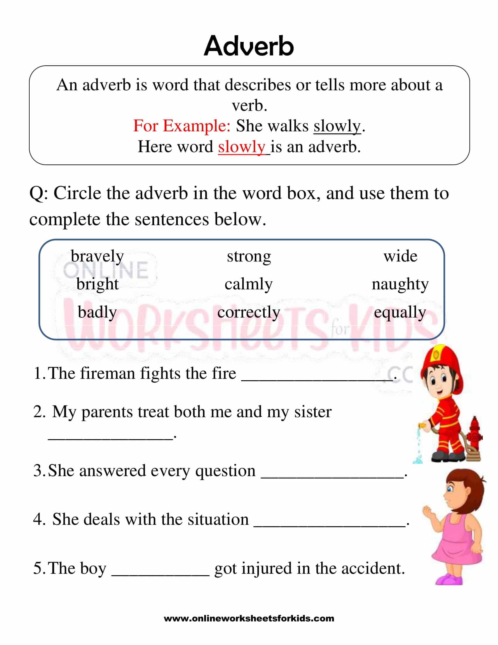 Adverb Grade 2 Worksheet