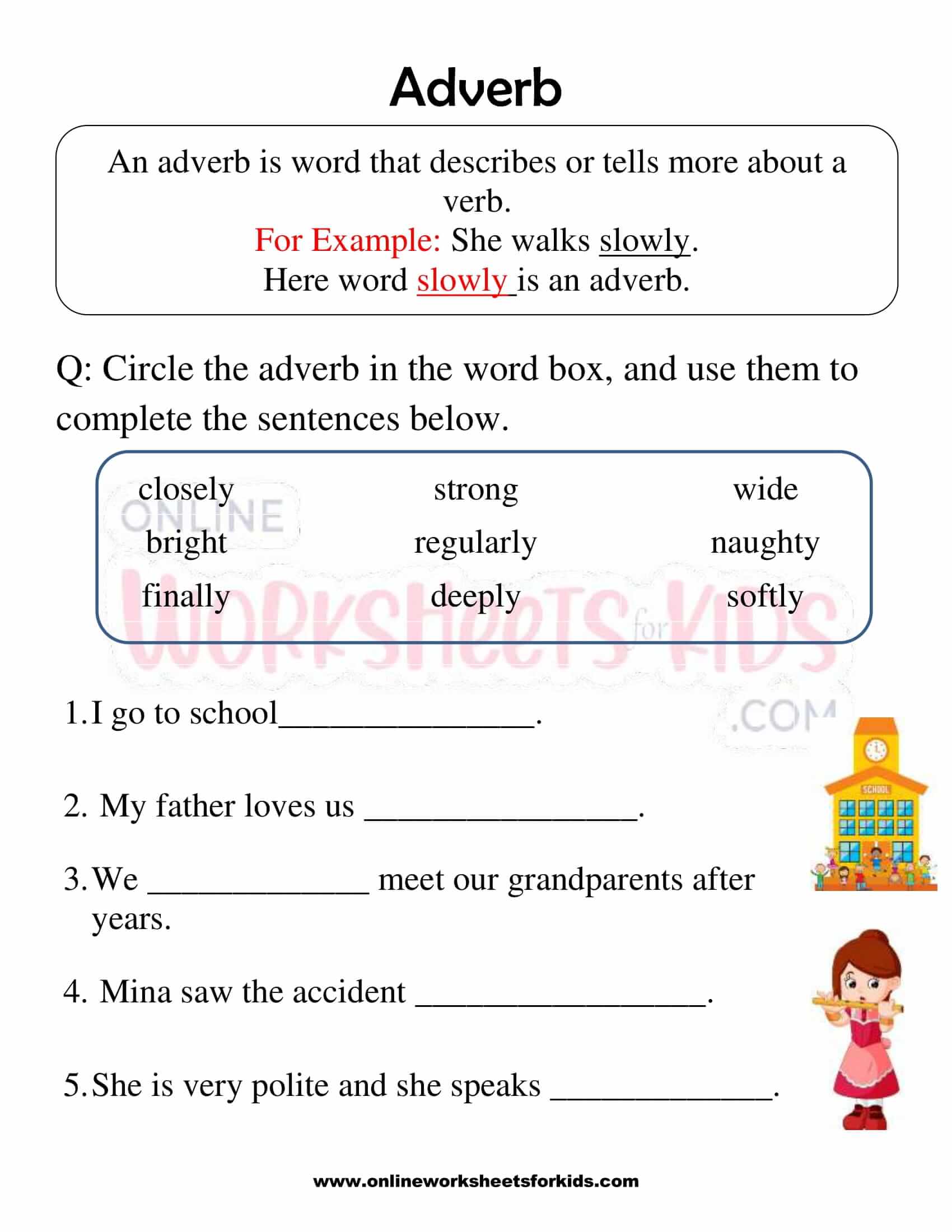 Adverb Worksheets With Answer Key For Grade 5