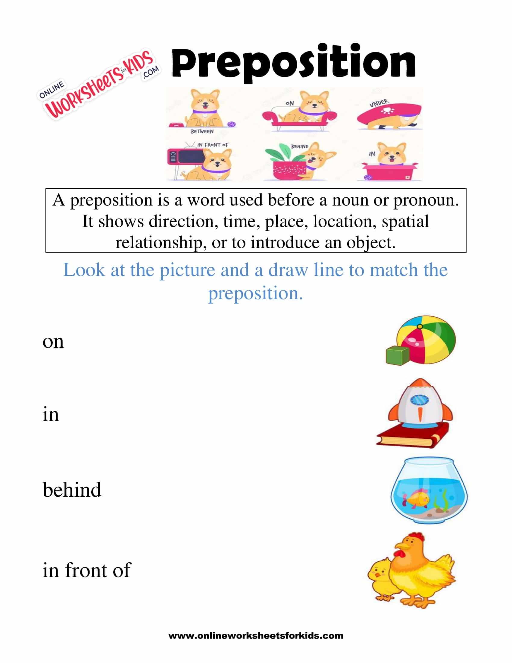 free printable preposition worksheets for grade 1