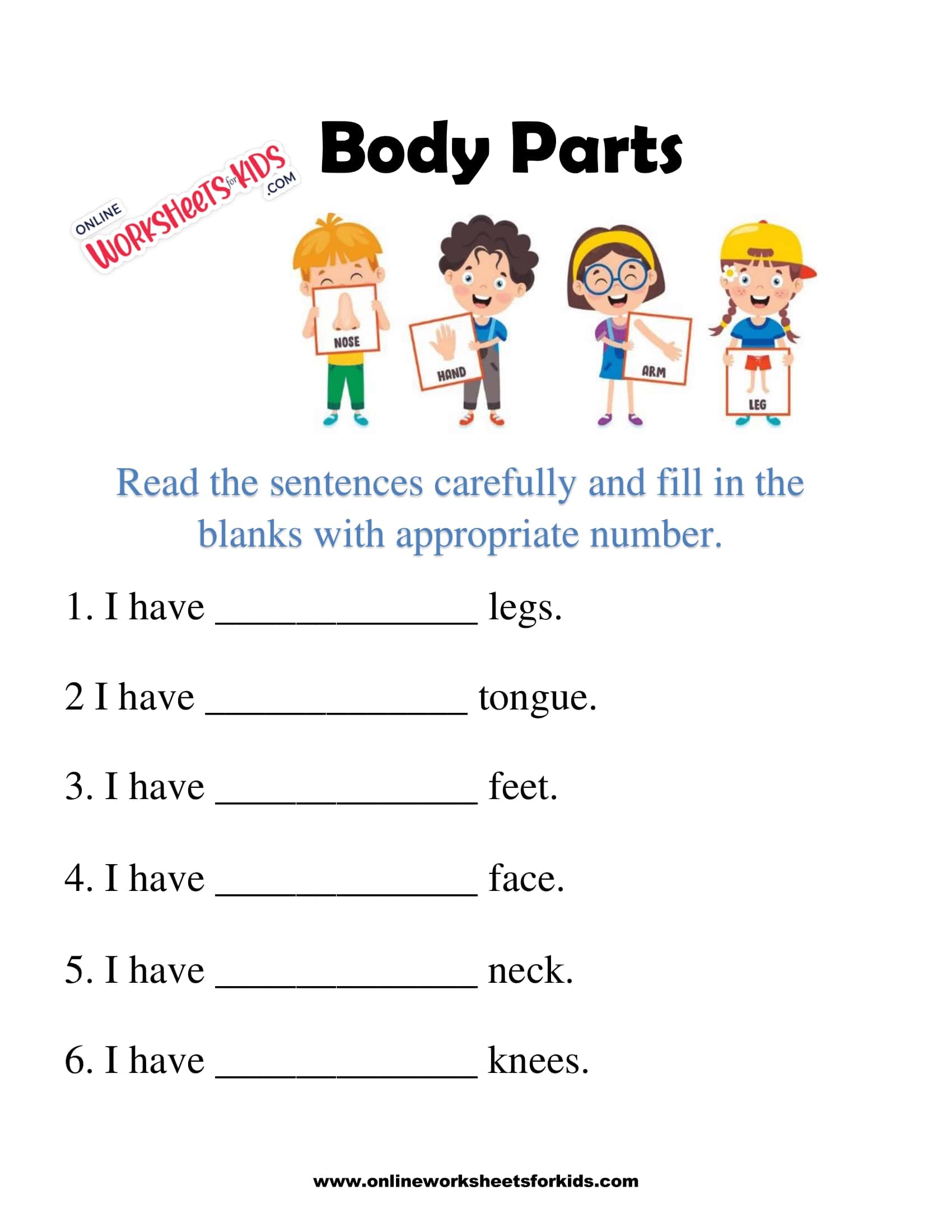 free body parts worksheet and printable sheets for kids