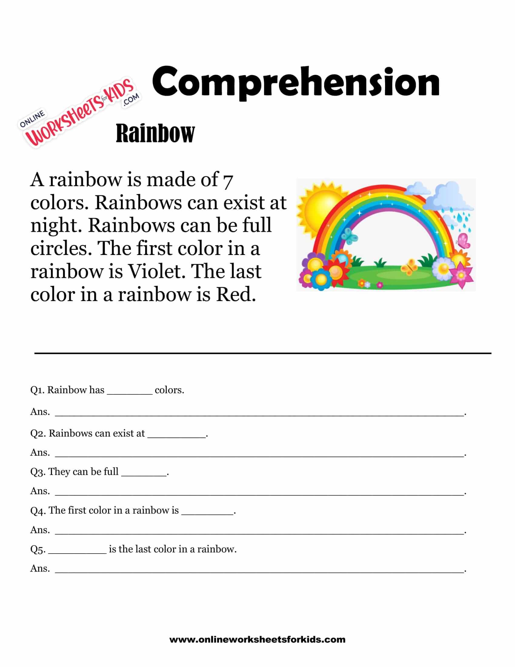 Free Printable Comprehension Worksheets For Grade 1