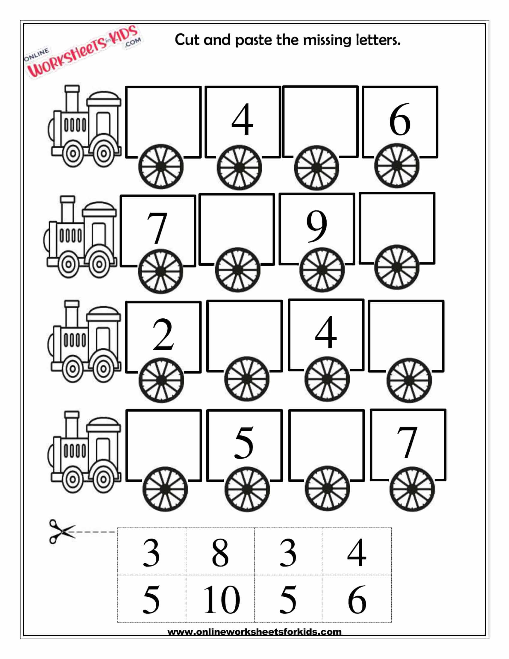 ordering numbers 1 till 10 cut and paste